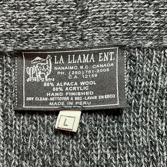 LA LLAMA ENT. Alpaca Acrylic Blend Grey Long Line Open Front Cardigan LARGE - Picture 5 of 8